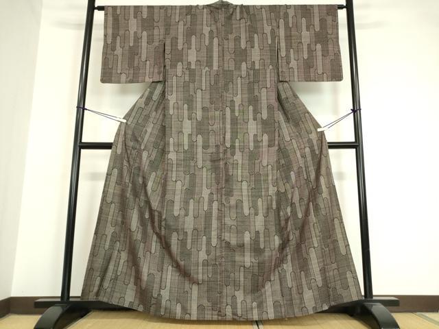 平和屋着物▽本場大島紬 単衣 7マルキ 変わり縞 正絹 逸品 DAAV5647az