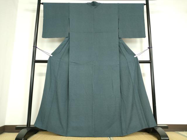 平和屋着物▽上質なお召 単衣 霞文 正絹 逸品 未使用 DAAV5648az