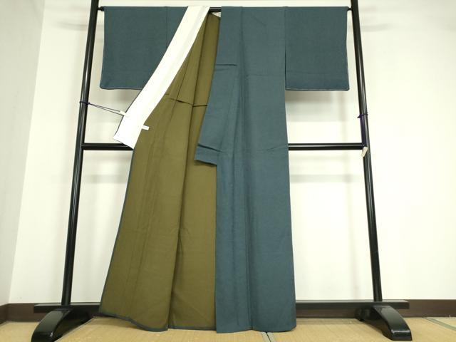 平和屋着物▽上質なお召 単衣 霞文 正絹 逸品 未使用 DAAV5648az