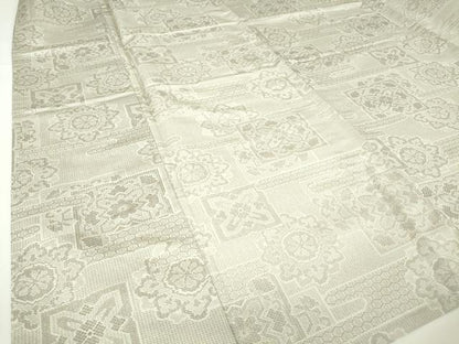 平和屋着物▽上質な紬　単衣　正倉院花文　正絹　逸品　未使用　DAAV5650az