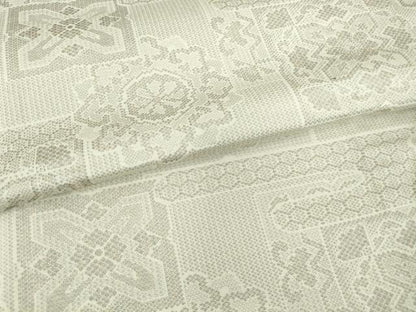 平和屋着物▽上質な紬　単衣　正倉院花文　正絹　逸品　未使用　DAAV5650az
