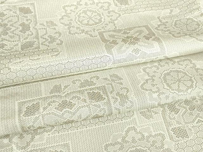 平和屋着物▽上質な紬　単衣　正倉院花文　正絹　逸品　未使用　DAAV5650az