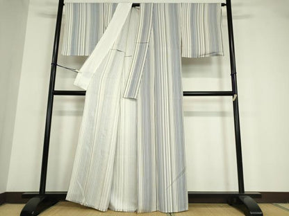 平和屋着物▽上質な小紋 単衣 縞 正絹 逸品 DAAV5651az