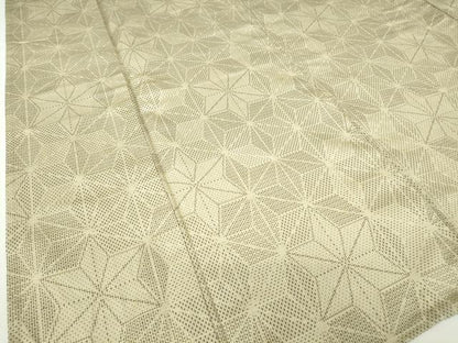 平和屋着物▽上質な紬 単衣 麻の葉 80亀甲 反端付き 正絹 逸品 DAAV5652az