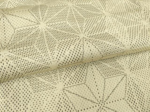 平和屋着物▽上質な紬 単衣 麻の葉 80亀甲 反端付き 正絹 逸品 DAAV5652az