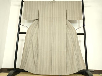 平和屋着物▽上質な小紋 単衣 縞 正絹 逸品 DAAV5653az