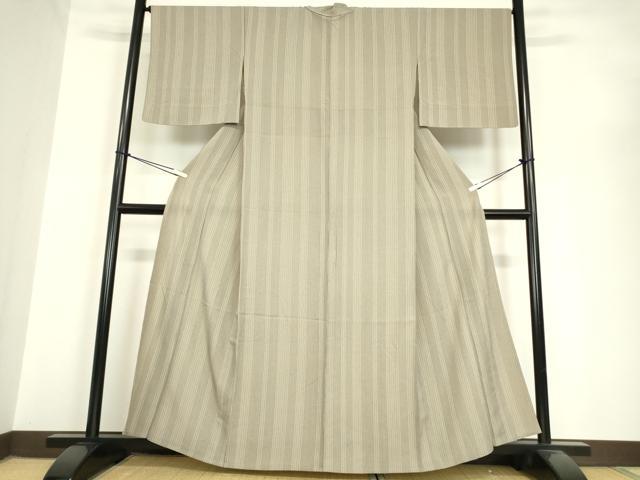 平和屋着物▽上質な小紋 単衣 縞 正絹 逸品 DAAV5653az