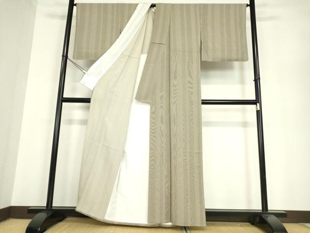 平和屋着物▽上質な小紋 単衣 縞 正絹 逸品 DAAV5653az