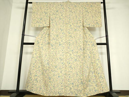 平和屋着物▽上質な小紋 単衣 枝花文 正絹 逸品 DAAV5654az