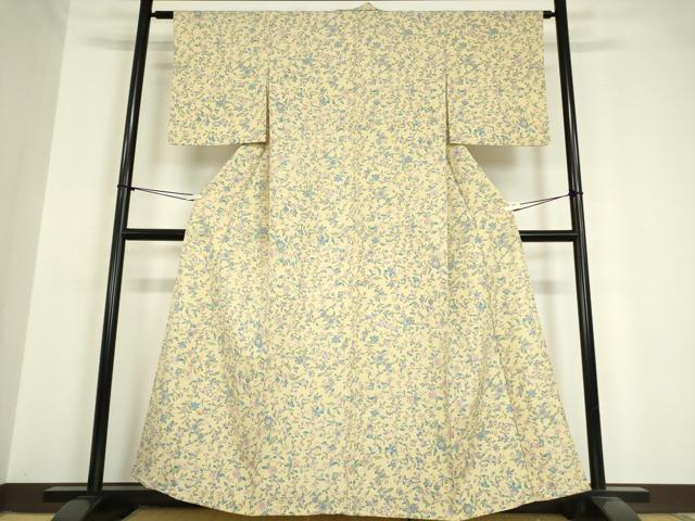 平和屋着物▽上質な小紋 単衣 枝花文 正絹 逸品 DAAV5654az