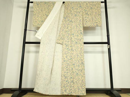 平和屋着物▽上質な小紋 単衣 枝花文 正絹 逸品 DAAV5654az