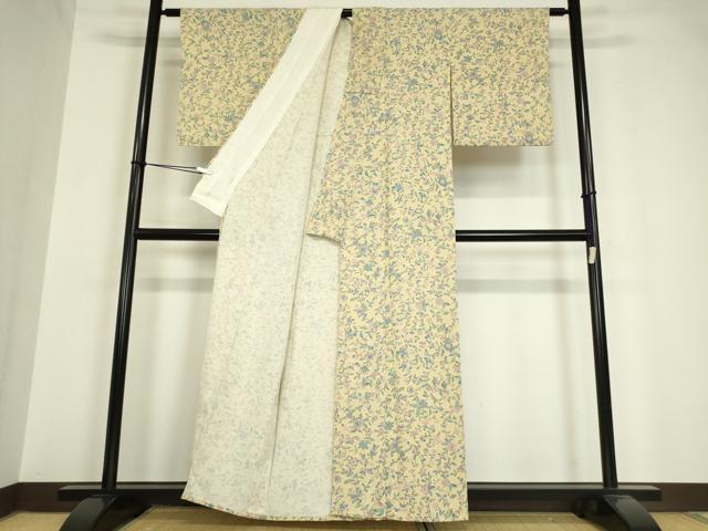 平和屋着物▽上質な小紋 単衣 枝花文 正絹 逸品 DAAV5654az