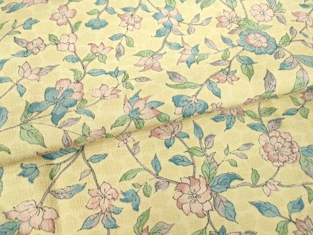 平和屋着物▽上質な小紋 単衣 枝花文 正絹 逸品 DAAV5654az