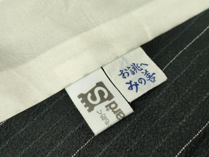 平和屋着物▽本塩沢 訪問着 単衣 斜線文 黒地 正絹 逸品 DAAV5656az