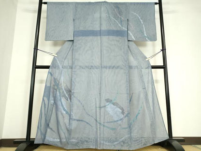 平和屋着物▽訪問着 無双 紗袷 紗×紗 流水文 銀彩 正絹 逸品 DAAV5657az
