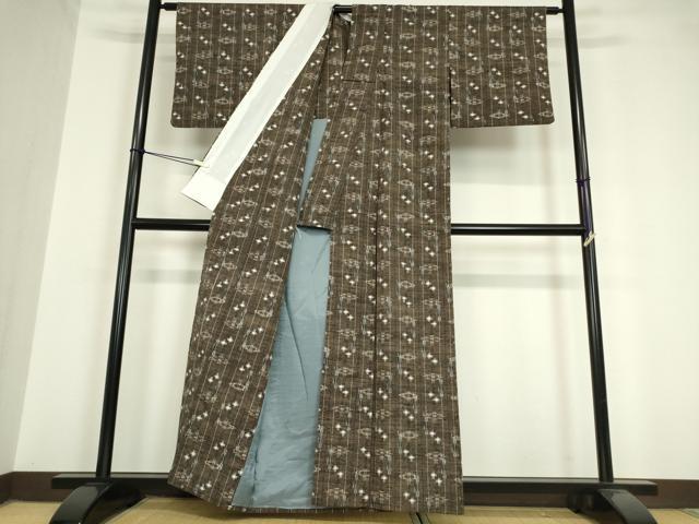平和屋着物▽上質な紬 単衣 絣間道 正絹 逸品 DAAV5663az