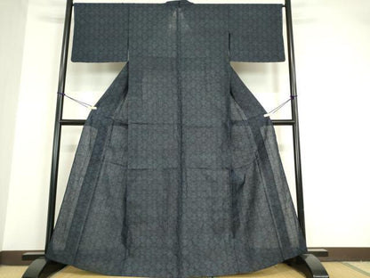 平和屋着物▽結城紬 単衣 松皮菱文 正絹 逸品 DAAV5665az