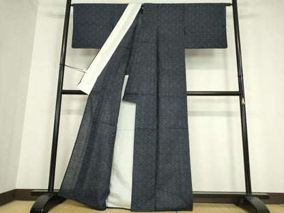 平和屋着物▽結城紬 単衣 松皮菱文 正絹 逸品 DAAV5665az