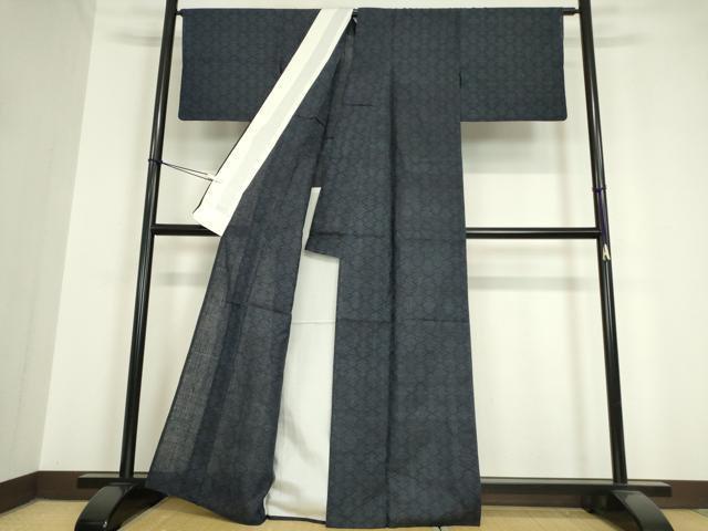 平和屋着物▽結城紬 単衣 松皮菱文 正絹 逸品 DAAV5665az