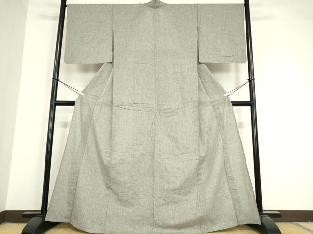 平和屋着物▽上質な小紋 単衣 鼠色 綿 逸品 DAAV5666az