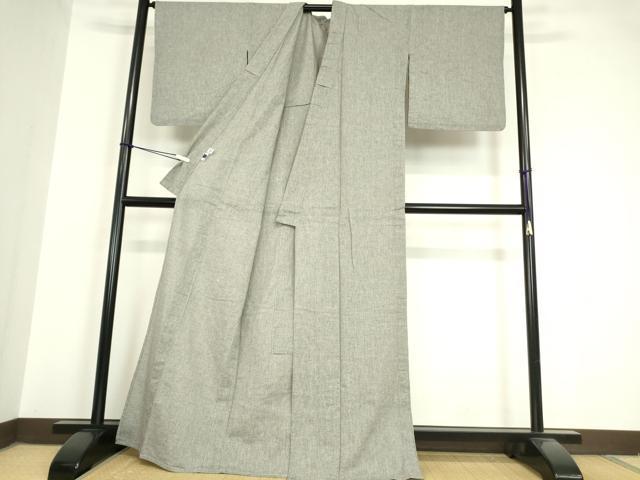 平和屋着物▽上質な小紋 単衣 鼠色 綿 逸品 DAAV5666az