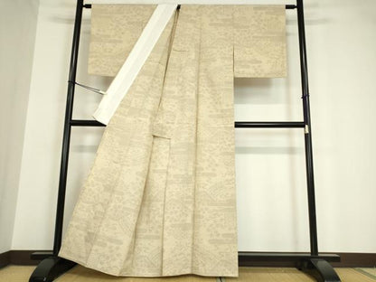 平和屋着物▽結城紬 単衣 籬花文 80亀甲 正絹 逸品 DAAV5667az