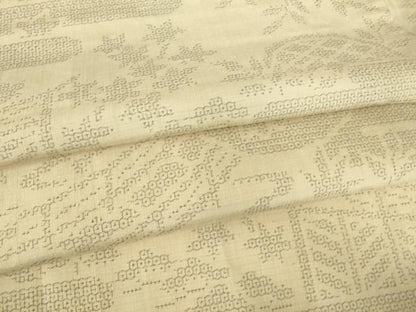 平和屋着物▽結城紬 単衣 籬花文 80亀甲 正絹 逸品 DAAV5667az
