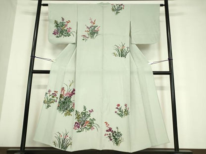 平和屋着物▽訪問着 単衣 ろうけつ染め 草花文 正絹 逸品 DAAV5670az