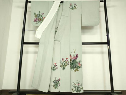 平和屋着物▽訪問着 単衣 ろうけつ染め 草花文 正絹 逸品 DAAV5670az