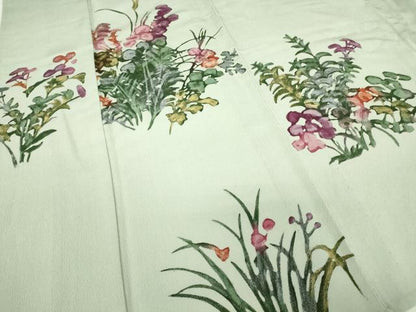 平和屋着物▽訪問着 単衣 ろうけつ染め 草花文 正絹 逸品 DAAV5670az