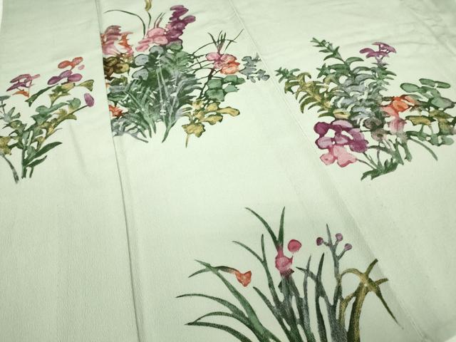 平和屋着物▽訪問着 単衣 ろうけつ染め 草花文 正絹 逸品 DAAV5670az