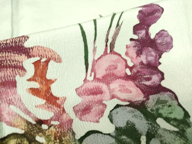平和屋着物▽訪問着 単衣 ろうけつ染め 草花文 正絹 逸品 DAAV5670az
