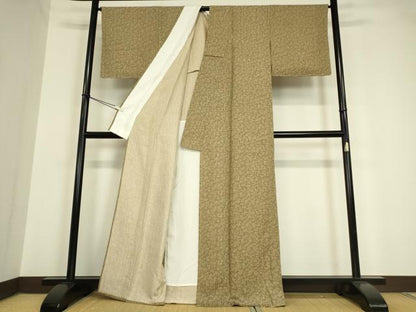 平和屋着物▽江戸小紋 単衣 草葉文 正絹 逸品 DAAV5675az