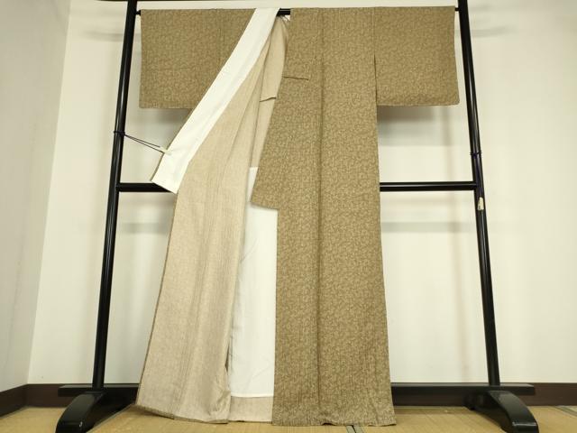平和屋着物▽江戸小紋 単衣 草葉文 正絹 逸品 DAAV5675az