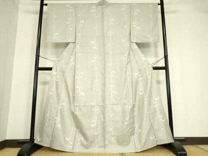 平和屋着物▽上質な紬　単衣　蔦の葉文　正絹　逸品　DAAV5677az