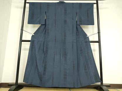 平和屋着物▽本塩沢 単衣 間道 110亀甲 正絹 逸品 DAAV5680az
