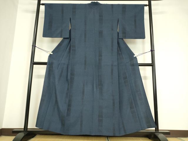 平和屋着物▽本塩沢 単衣 間道 110亀甲 正絹 逸品 DAAV5680az