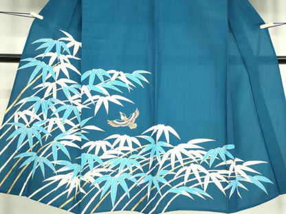 平和屋着物▽男性 訪問着 単衣 飛鳥笹竹文 金彩 洗える着物 DAAV5696az