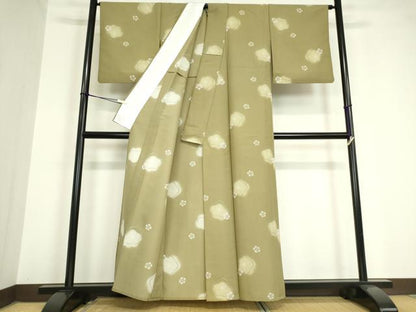 平和屋着物▽小紋 単衣 舞花文 洗える着物 DAAV5699az