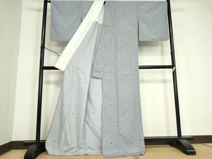 平和屋着物▽小紋 単衣 箔散らし 洗える着物 DAAV5702az