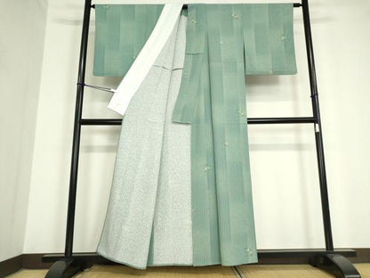 平和屋着物▽小紋 単衣 舞花文 洗える着物 DAAV5705az