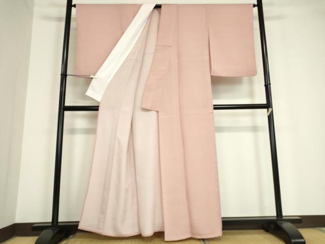 平和屋着物▽江戸小紋 単衣 万筋 退紅色×白色 洗える着物 DAAV5710az