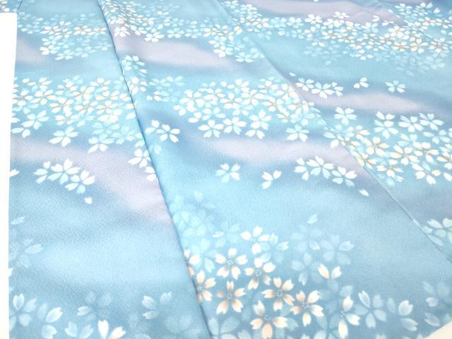 平和屋着物▽小紋 単衣 舞桜文 暈し染め 洗える着物 DAAV5713az