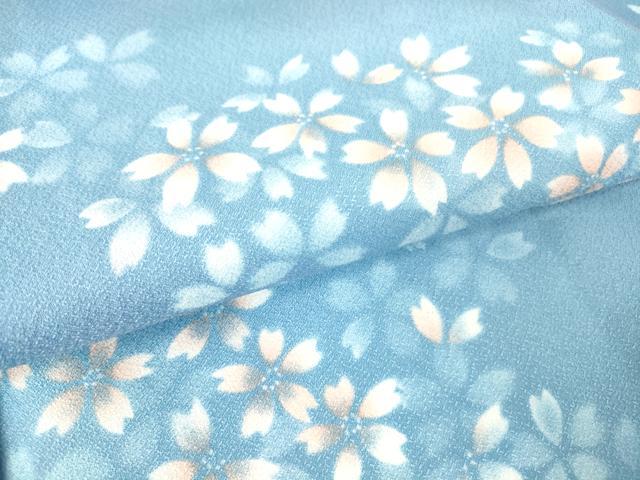 平和屋着物▽小紋 単衣 舞桜文 暈し染め 洗える着物 DAAV5713az