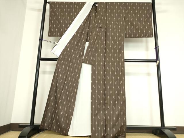 平和屋着物▽上質な紬 単衣 絣間道 三越扱い 正絹 逸品 DAAV5721az