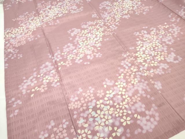 平和屋着物▽小紋 単衣 舞桜文 洗える着物 DAAV5730az
