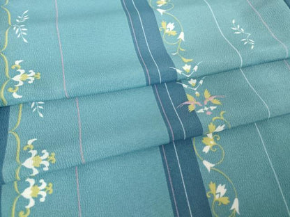 平和屋着物▽小紋 単衣 更紗花鳥文 洗える着物 DAAV5731az