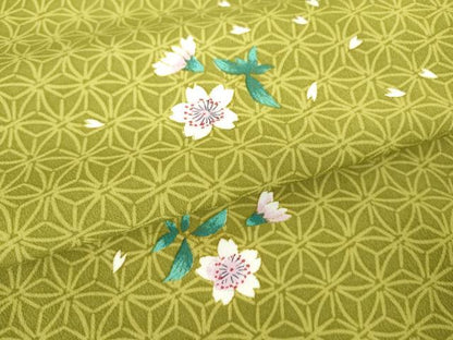 平和屋着物▽小紋 単衣 麻の葉舞桜文 洗える着物 DAAV5734az