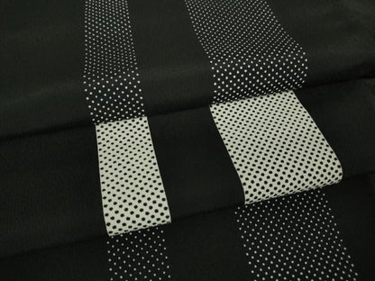 平和屋着物▽小紋 単衣 間道 黒地 洗える着物 未使用 DAAV5735az