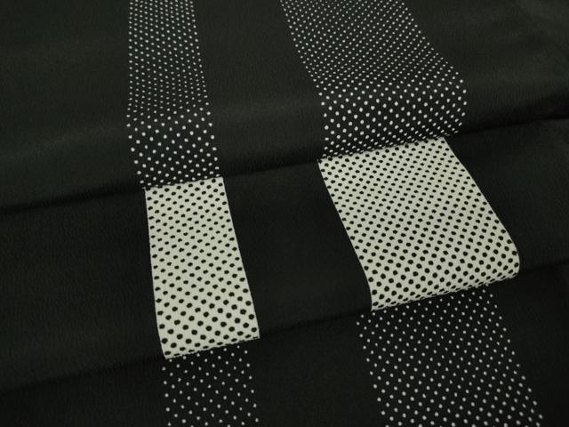 平和屋着物▽小紋 単衣 間道 黒地 洗える着物 未使用 DAAV5735az